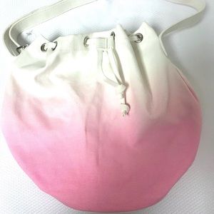 Pink/white ombré canvas beach bag